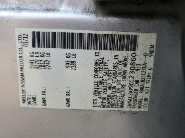 Photo 10 from auction – 2012 NISSAN ALTIMA BAS with VIN 1N4AL2AP9CC230860