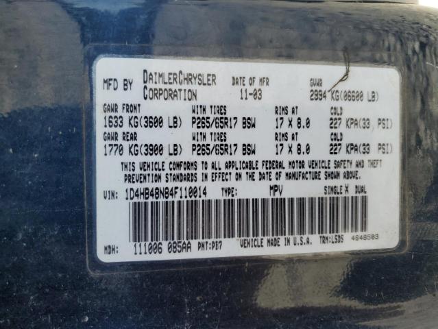Photo 10 from auction – 2004 DODGE DURANGO SL with VIN 1D4HB48N84F110014