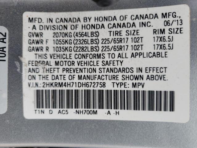 Photo 10 from auction – 2013 HONDA CR-V EXL with VIN 2HKRM4H71DH672758