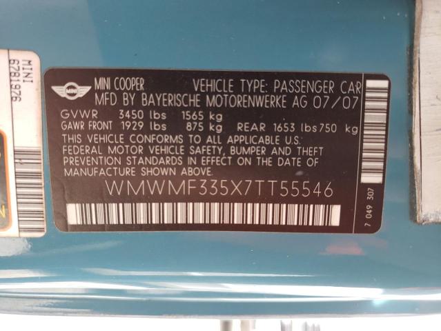 Photo 10 from auction – 2007 MINI COOPER with VIN WMWMF335X7TT55546