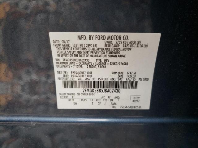 Photo 10 from auction – 2018 FORD FLEX SE with VIN 2FMGK5B85JBA02430