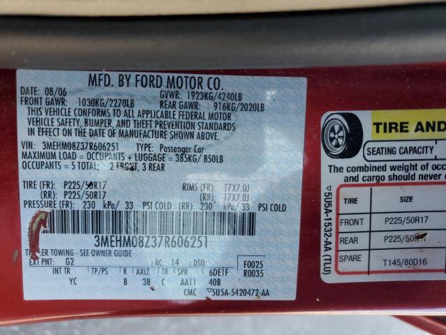 Photo 10 from auction – 2007 MERCURY MILAN PREM with VIN 3MEHM08Z37R606251