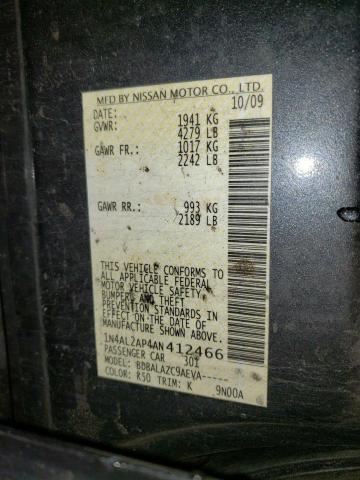 Photo 10 from auction – 2010 NISSAN ALTIMA with VIN 1N4AL2AP4AN412466