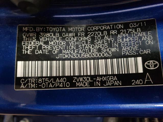 Photo 10 from auction – 2011 TOYOTA PRIUS with VIN JTDKN3DU5B0300063