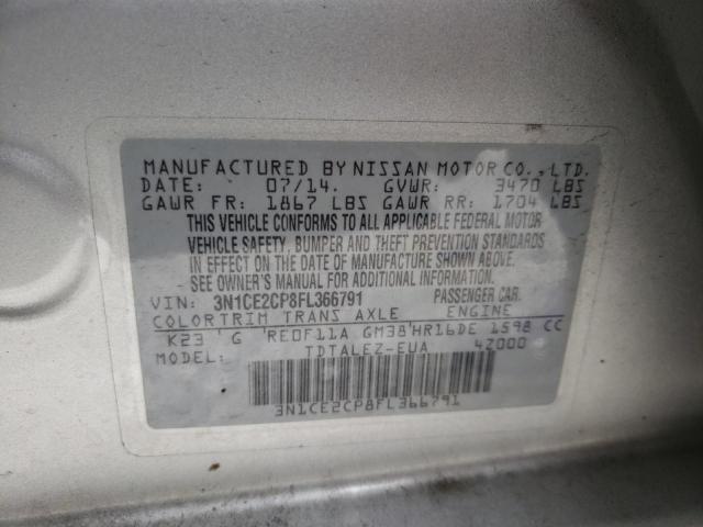 Photo 10 from auction – 2015 NISSAN VERSA NOTE with VIN 3N1CE2CP8FL366791