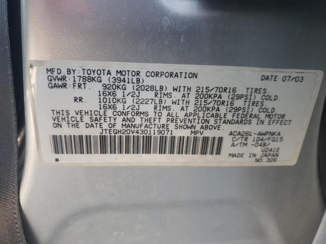 Photo 10 from auction – 2003 TOYOTA RAV4 with VIN JTEGH20V430119071