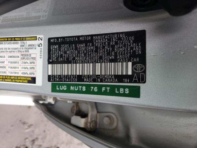 Photo 10 from auction – 2007 TOYOTA COROLLA CE with VIN 2T1BR32E97C749260