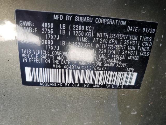 Photo 10 from auction – 2020 SUBARU OUTBACK PR with VIN 4S4BTACC3L3168547