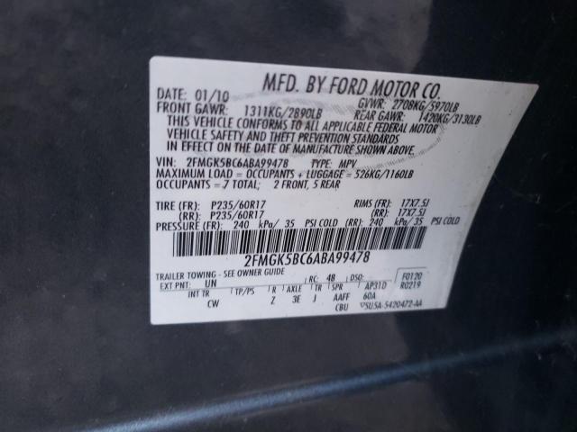 Photo 10 from auction – 2010 FORD FLEX SE with VIN 2FMGK5BC6ABA99478