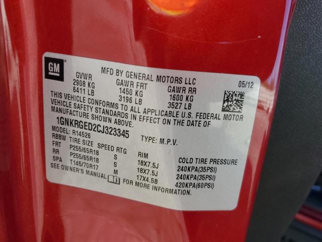 Photo 10 from auction – 2012 CHEVROLET TRAVERSE L with VIN 1GNKRGED2CJ323345