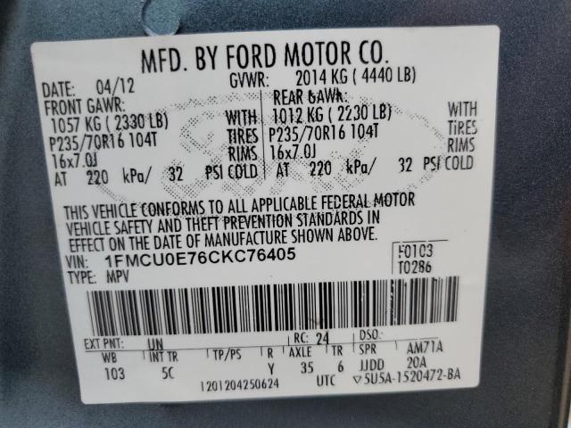 Photo 10 from auction – 2012 FORD ESCAPE LIM with VIN 1FMCU0E76CKC76405