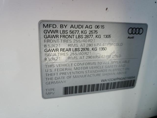 Photo 10 from auction – 2016 AUDI SQ5 PREMIU with VIN WA1CCAFP9GA016694