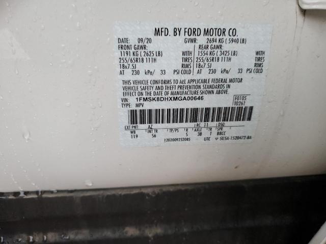 Photo 10 from auction – 2021 FORD EXPLORER X with VIN 1FMSK8DHXMGA00646