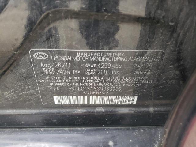 Photo 10 from auction – 2012 HYUNDAI SONATA SE with VIN 5NPEC4AC8CH363909