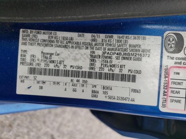 Photo 10 from auction – 2011 FORD FIESTA SE with VIN 3FADP4BJ8BM216372