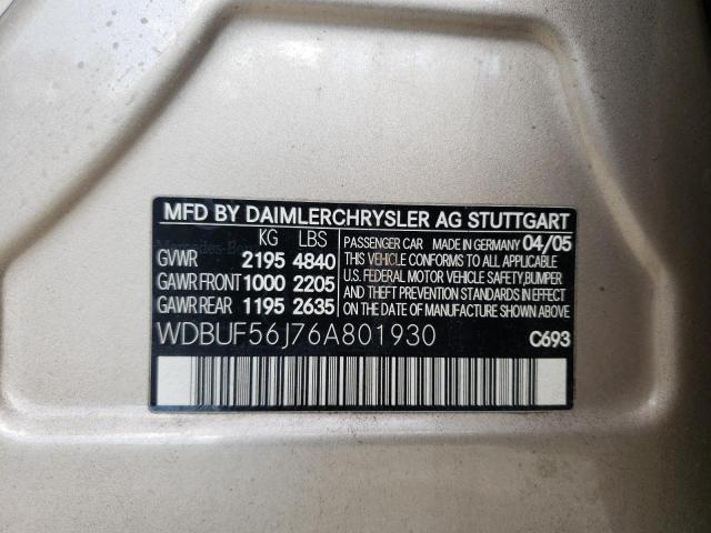 Photo 10 from auction – 2006 MERCEDES-BENZ E 350 with VIN WDBUF56J76A801930