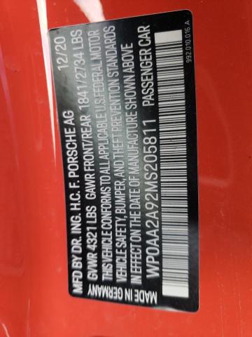 Photo 10 from auction – 2021 PORSCHE 911 CARRER with VIN WP0AA2A92MS205811