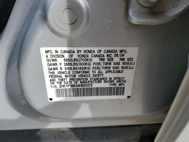 Photo 10 from auction – 2004 HONDA PILOT EXL with VIN 2HKYF18634H620172