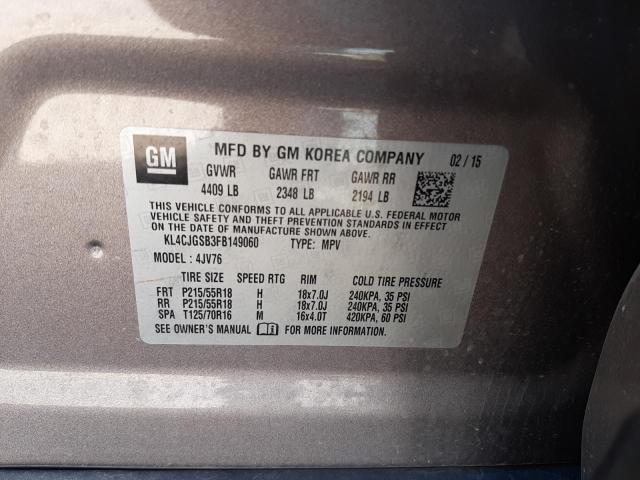 Photo 10 from auction – 2015 BUICK ENCORE with VIN KL4CJGSB3FB149060