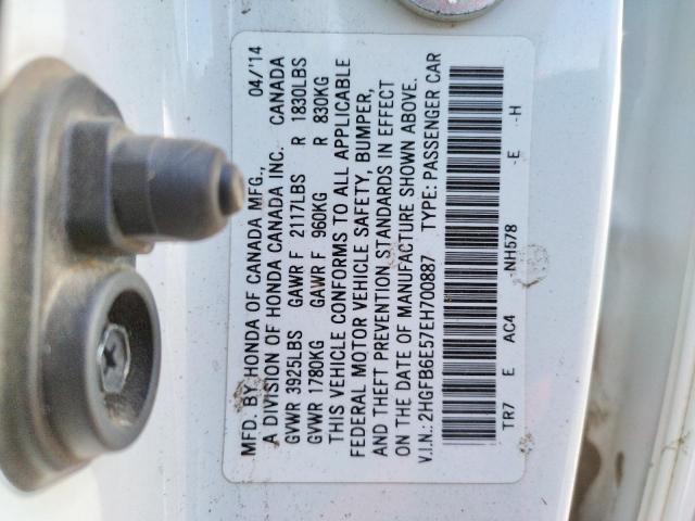 Photo 10 from auction – 2014 HONDA CIVIC SI with VIN 2HGFB6E57EH700887