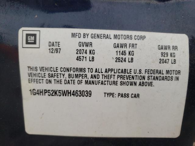 Photo 10 from auction – 1998 BUICK LESABRE CU with VIN 1G4HP52K5WH463039