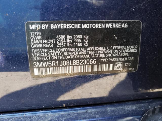 Photo 10 from auction – 2020 BMW 330I with VIN 3MW5R1J08L8B23066