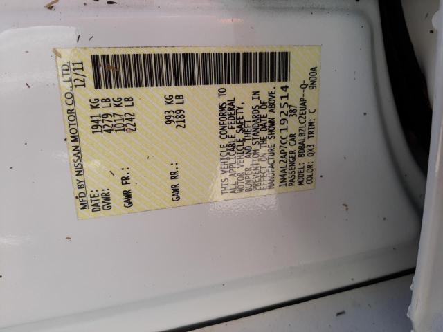 Photo 10 from auction – 2012 NISSAN ALTIMA BAS with VIN 1N4AL2AP7CC192514