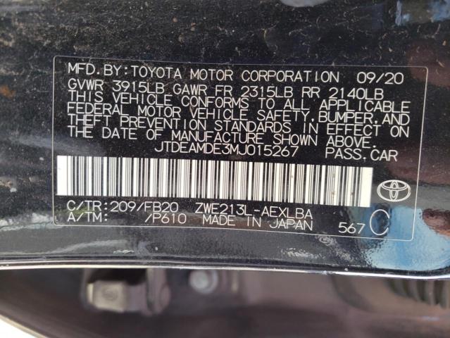 Photo 10 from auction – 2021 TOYOTA COROLLA LE with VIN JTDEAMDE3MJ015267