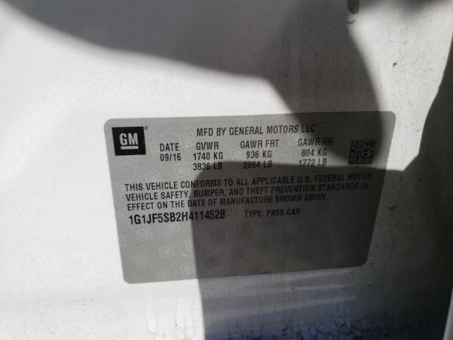 Photo 10 from auction – 2017 CHEVROLET SONIC PREM with VIN 1G1JF5SB2H4114528