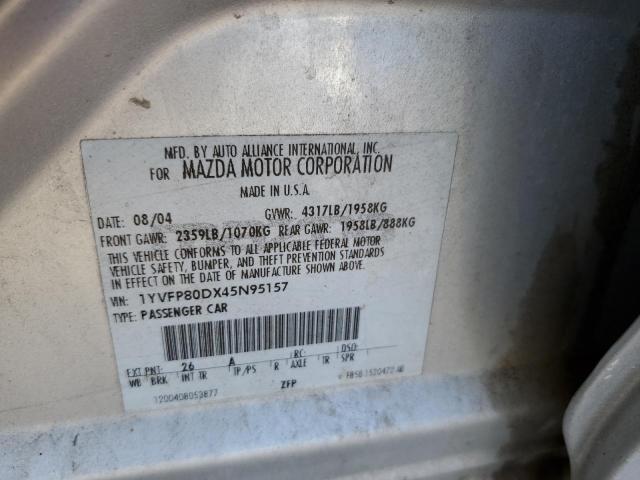 Photo 10 from auction – 2004 MAZDA 6 S with VIN 1YVFP80DX45N95157