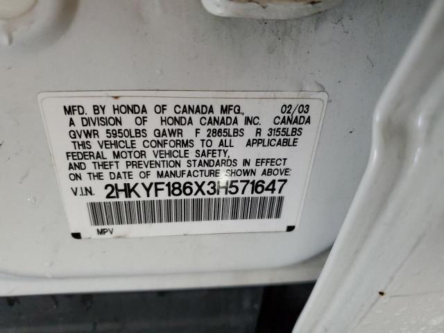 Photo 10 from auction – 2003 HONDA PILOT EXL with VIN 2HKYF186X3H571647