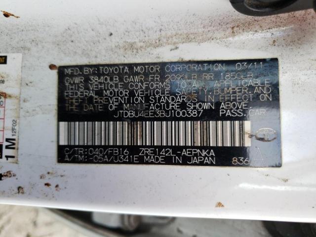 Photo 10 from auction – 2011 TOYOTA COROLLA BA with VIN JTDBU4EE3BJ100387
