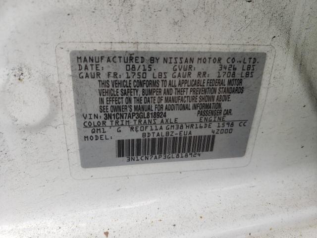 Photo 10 from auction – 2016 NISSAN VERSA S with VIN 3N1CN7AP3GL818924