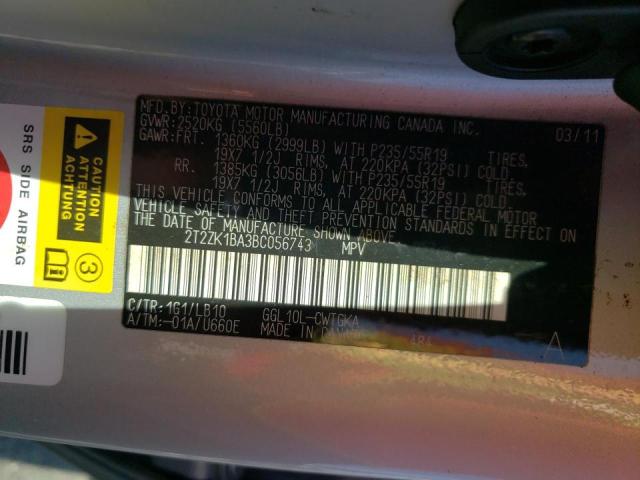 Photo 10 from auction – 2011 LEXUS RX 350 with VIN 2T2ZK1BA3BC056743
