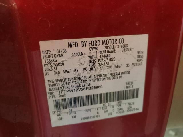 Photo 10 from auction – 2008 FORD F150 SUPER with VIN 1FTPW12V28FB25960