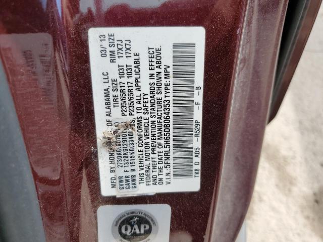 Photo 10 from auction – 2013 HONDA ODYSSEY EX with VIN 5FNRL5H65DB064353