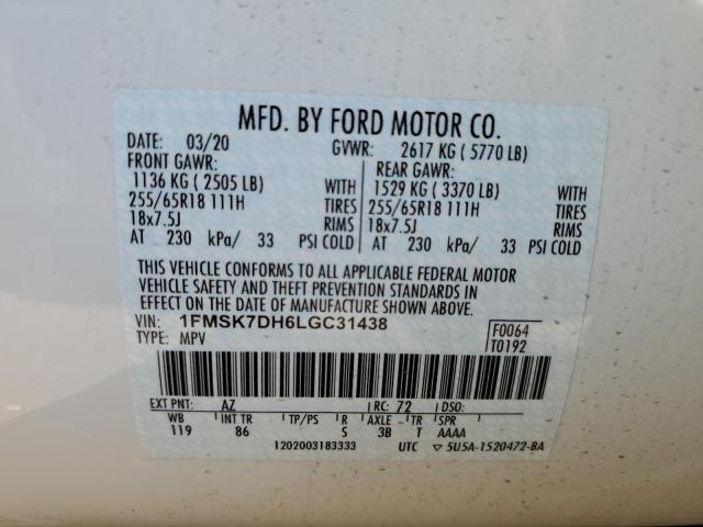 Photo 10 from auction – 2020 FORD EXPLORER X with VIN 1FMSK7DH6LGC31438