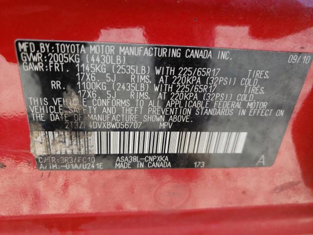 Photo 10 from auction – 2011 TOYOTA RAV4 with VIN 2T3ZF4DVXBW056707