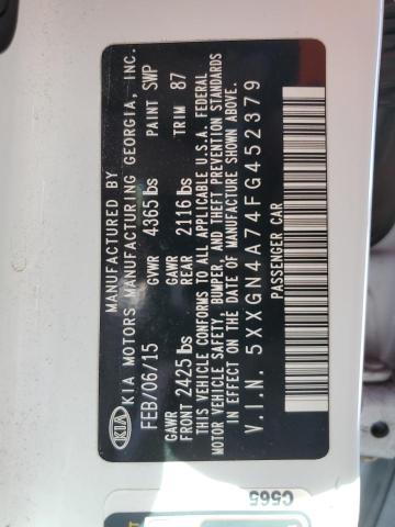 Photo 10 from auction – 2015 KIA OPTIMA EX with VIN 5XXGN4A74FG452379