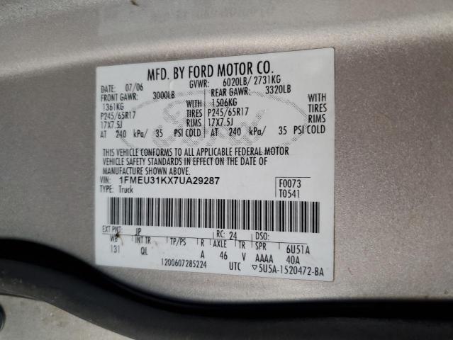 Photo 10 from auction – 2007 FORD EXPLORER S with VIN 1FMEU31KX7UA29287