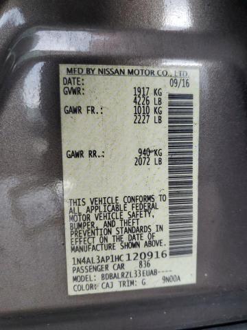 Photo 10 from auction – 2017 NISSAN ALTIMA 2.5 with VIN 1N4AL3AP1HC120916