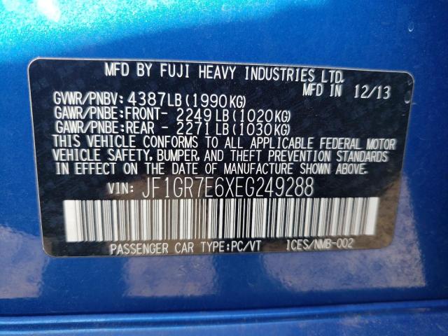 Zdjęcie 10 z aukcji – 2014 SUBARU IMPREZA WR z VIN JF1GR7E6XEG249288