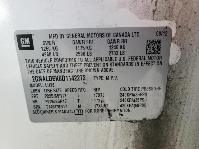 Photo 10 from auction – 2013 CHEVROLET EQUINOX LT with VIN 2GNALDEK8D1142272
