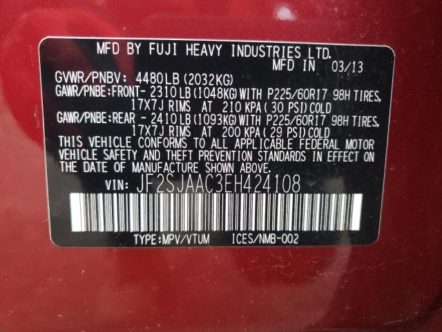 Photo 10 from auction – 2014 SUBARU FORESTER 2 with VIN JF2SJAAC3EH424108