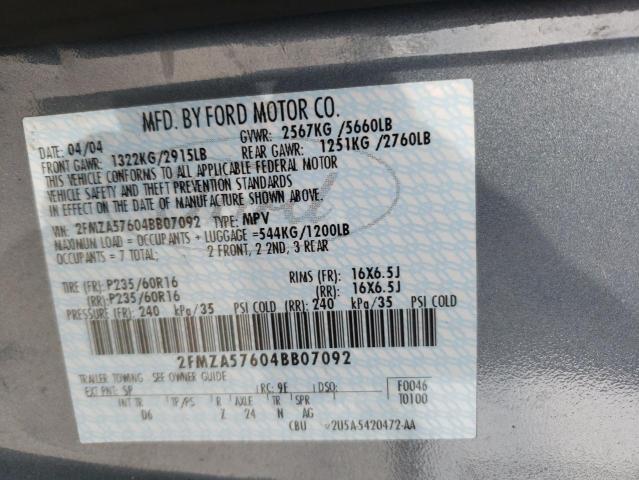 Photo 10 from auction – 2004 FORD FREESTAR S with VIN 2FMZA57604BB07092