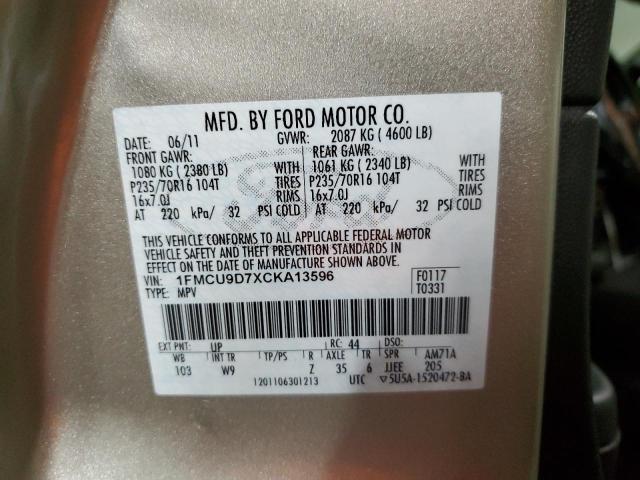 Photo 10 from auction – 2012 FORD ESCAPE XLT with VIN 1FMCU9D7XCKA13596