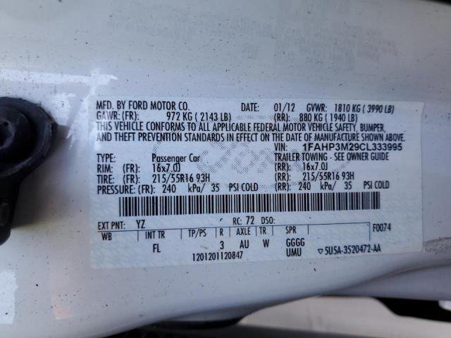 Photo 10 from auction – 2012 FORD FOCUS SEL with VIN 1FAHP3M29CL333995