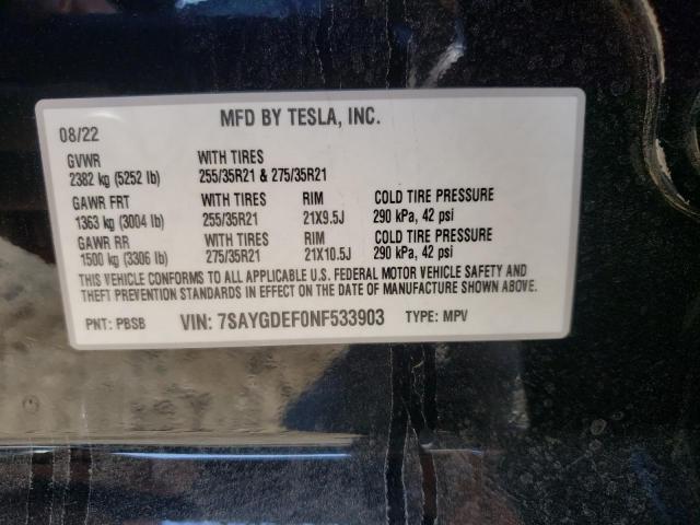 Фото 10 с аукциона – 2022 TESLA MODEL Y с VIN 7SAYGDEF0NF533903
