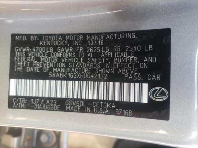 Photo 10 from auction – 2017 LEXUS ES 350 with VIN 58ABK1GGXHU042132