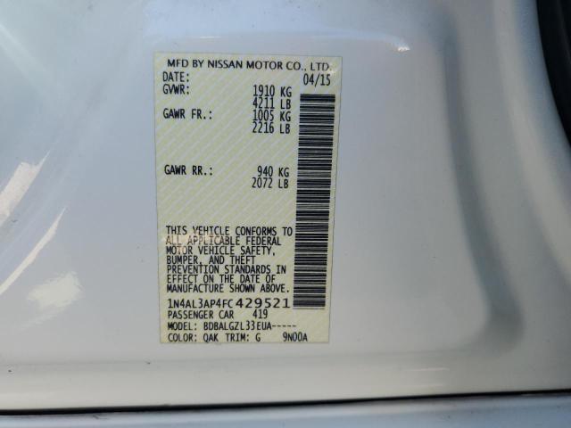 Photo 10 from auction – 2015 NISSAN ALTIMA with VIN 1N4AL3AP4FC429521